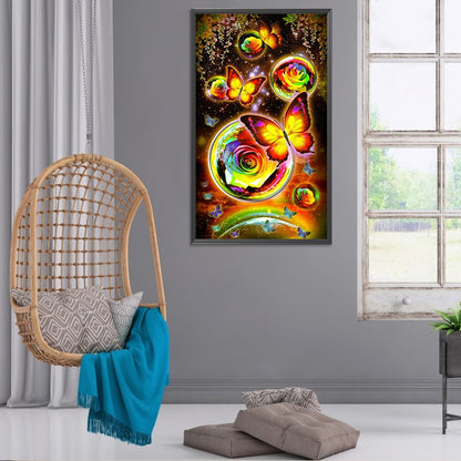 Rose Butterfly - Full Round Drill Diamond Painting 40*70CM