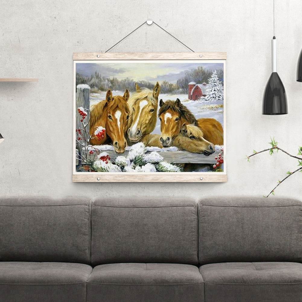 Fence Horse - Full Round Drill Diamond Painting 40*30CM