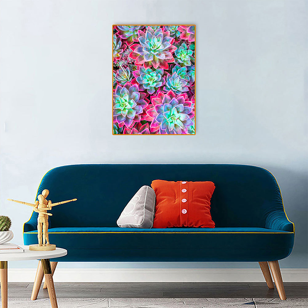 Color Succulents - Full Round Drill Diamond Painting 30*40CM