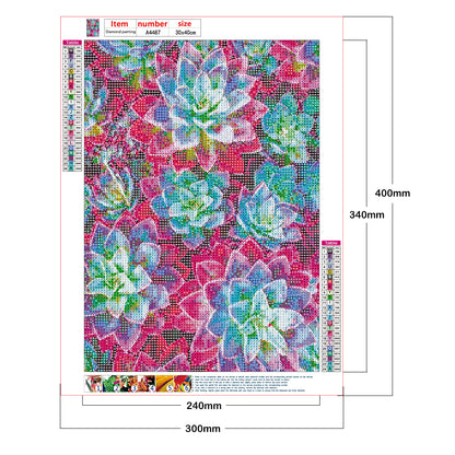 Color Succulents - Full Round Drill Diamond Painting 30*40CM