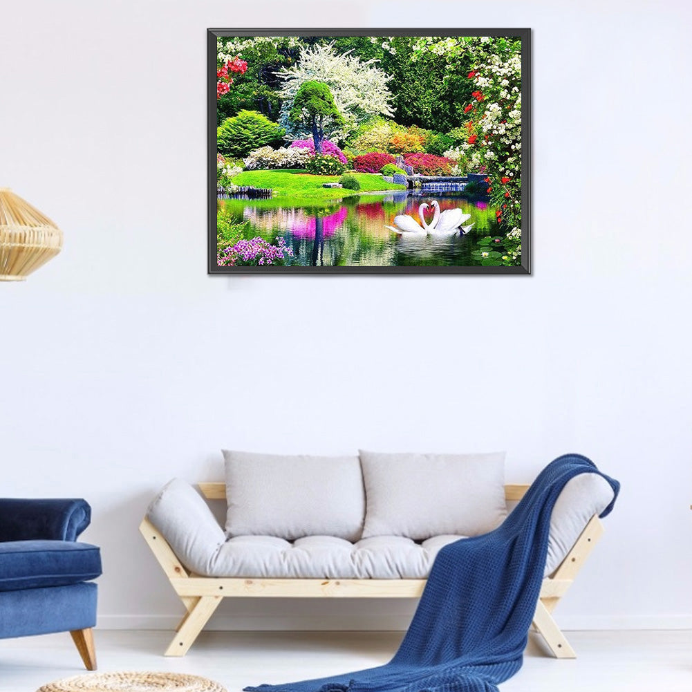 Swan Lake - Full Round Drill Diamond Painting 40*50CM