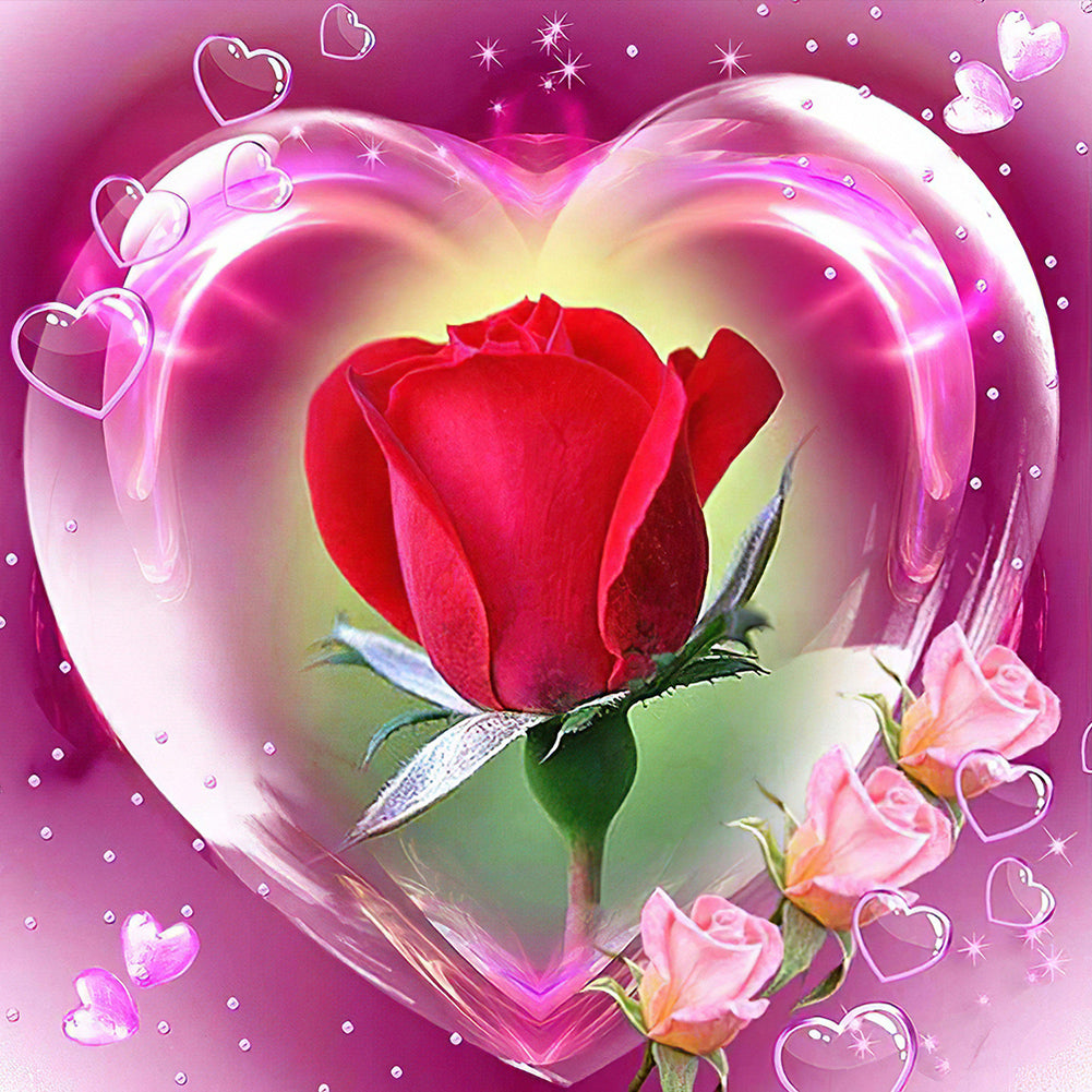 Heart Rose - Full Round Drill Diamond Painting 30*30CM