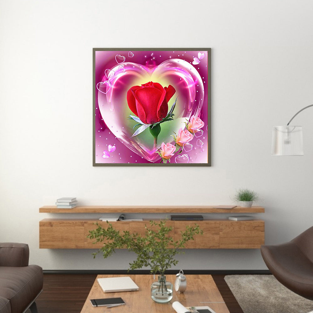 Heart Rose - Full Round Drill Diamond Painting 30*30CM