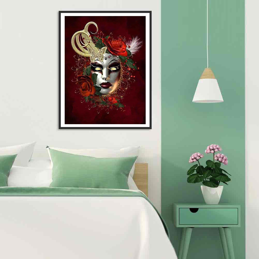 Flower Mask - Full Round Drill Diamond Painting 30*40CM