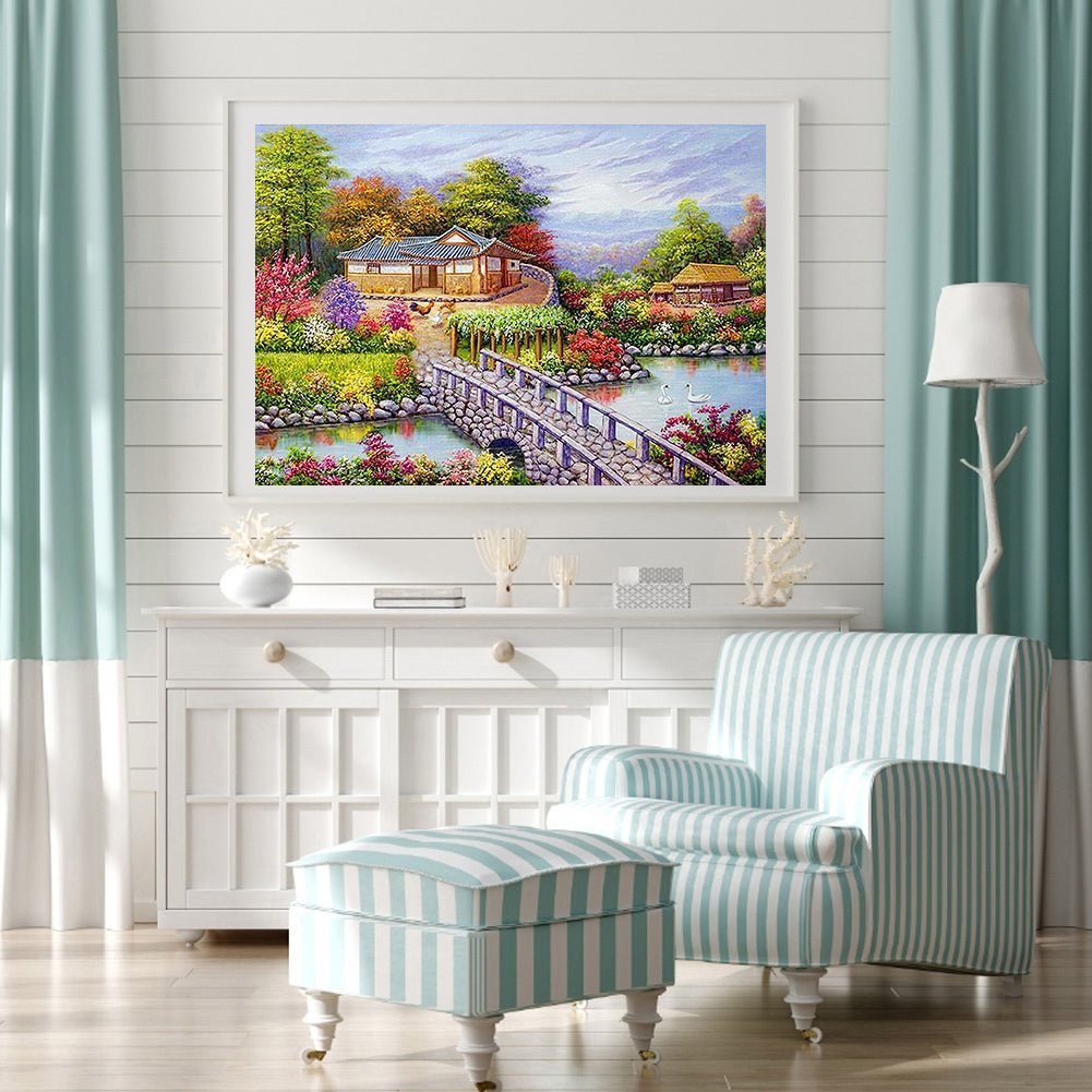 Water Bridge - Full Round Drill Diamond Painting 40*30CM