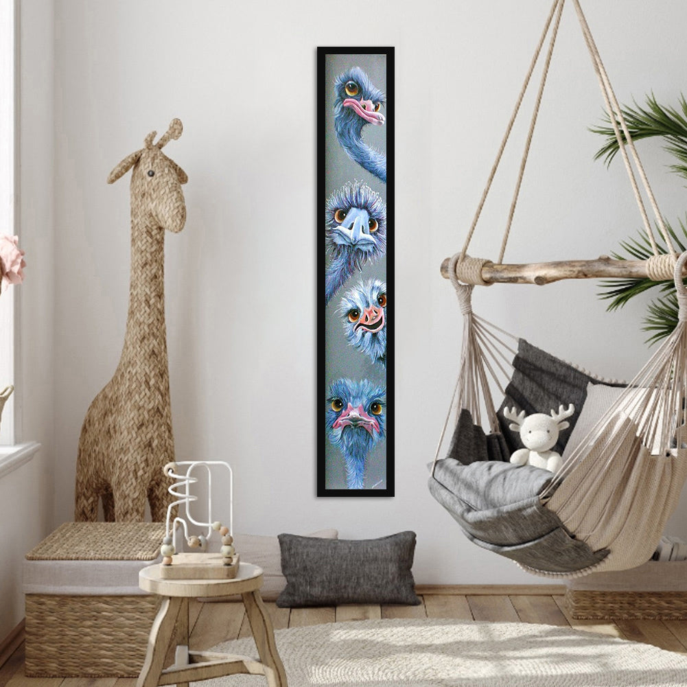 Blue Ostrich - Full Round Drill Diamond Painting 30*150CM