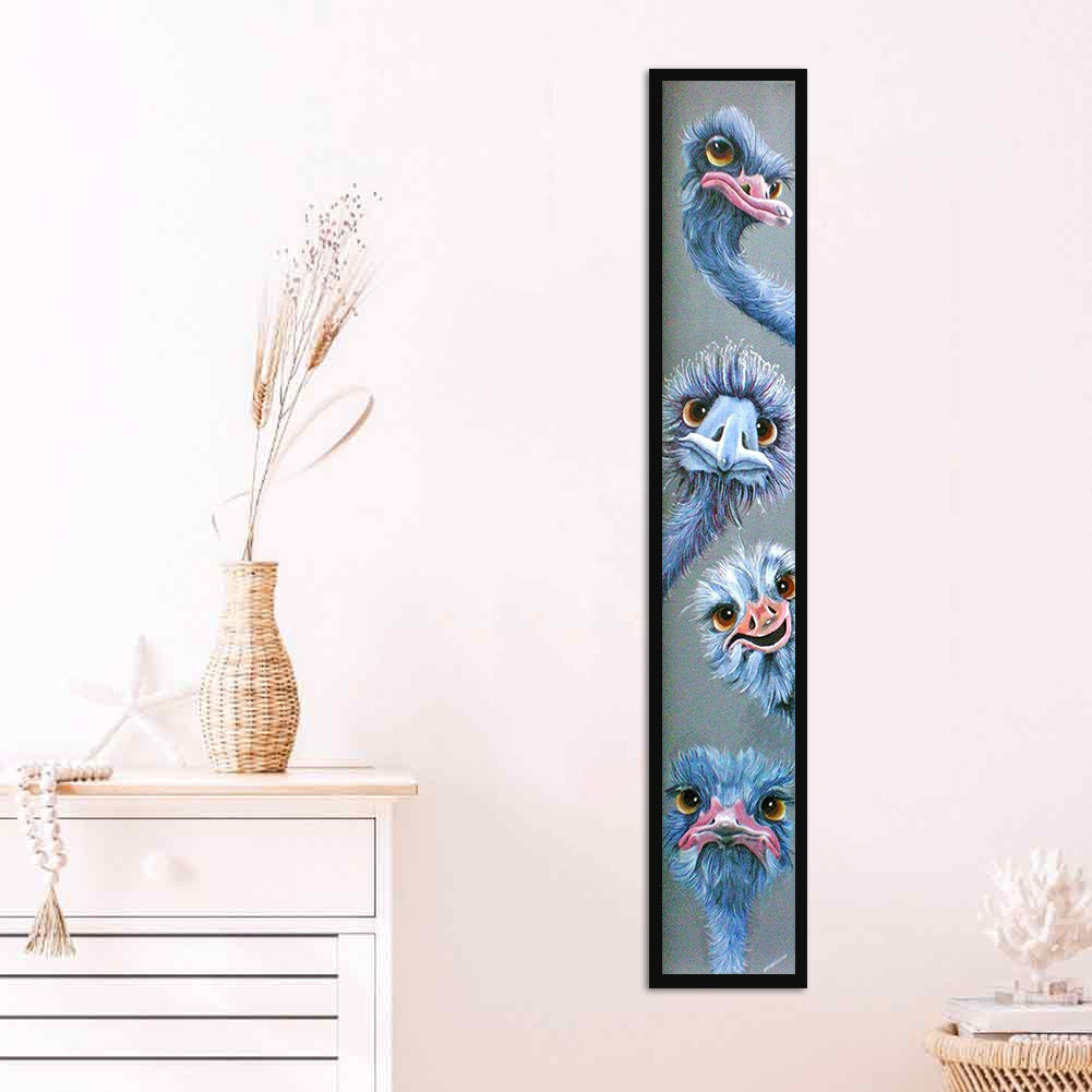 Blue Ostrich - Full Round Drill Diamond Painting 30*150CM