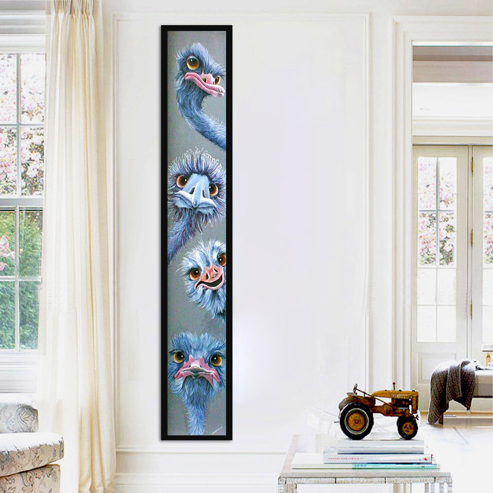 Blue Ostrich - Full Round Drill Diamond Painting 30*150CM