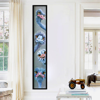 Blue Ostrich - Full Round Drill Diamond Painting 30*150CM
