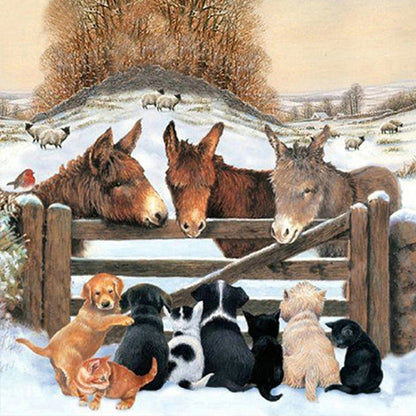 Lovely Animals - Full Round Drill Diamond Painting 30*30CM