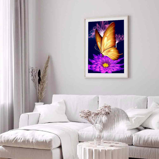 Orange Butterfly - Full Round Drill Diamond Painting 50*60CM