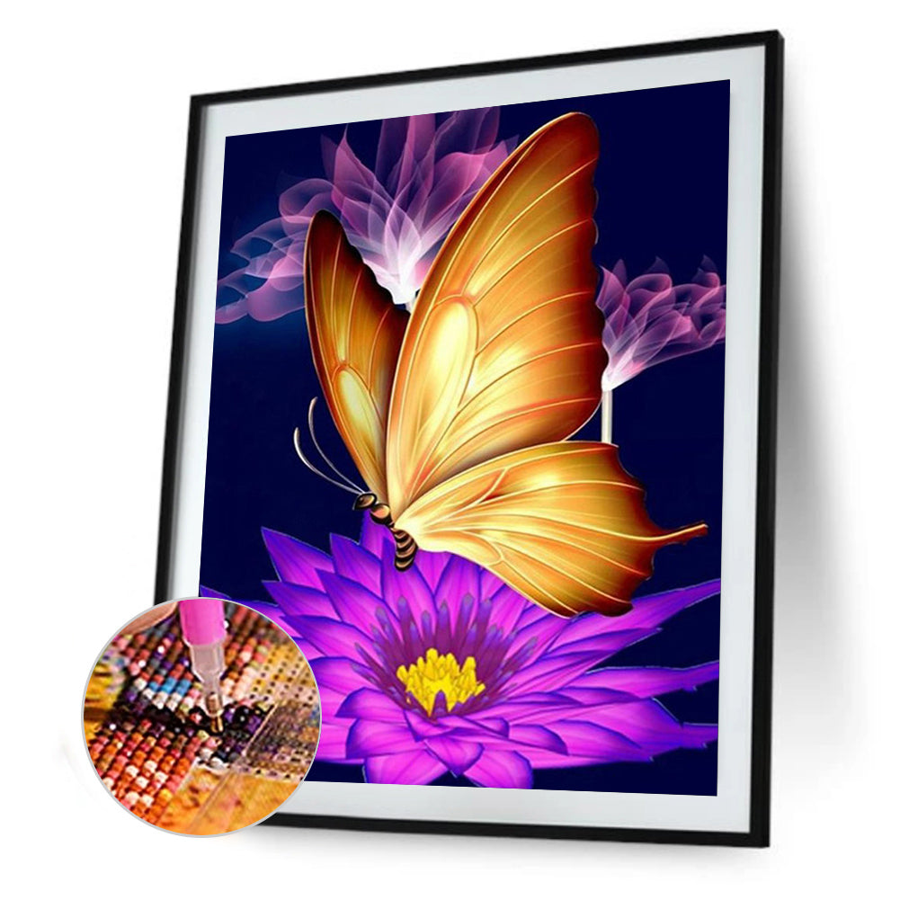 Orange Butterfly - Full Round Drill Diamond Painting 50*60CM