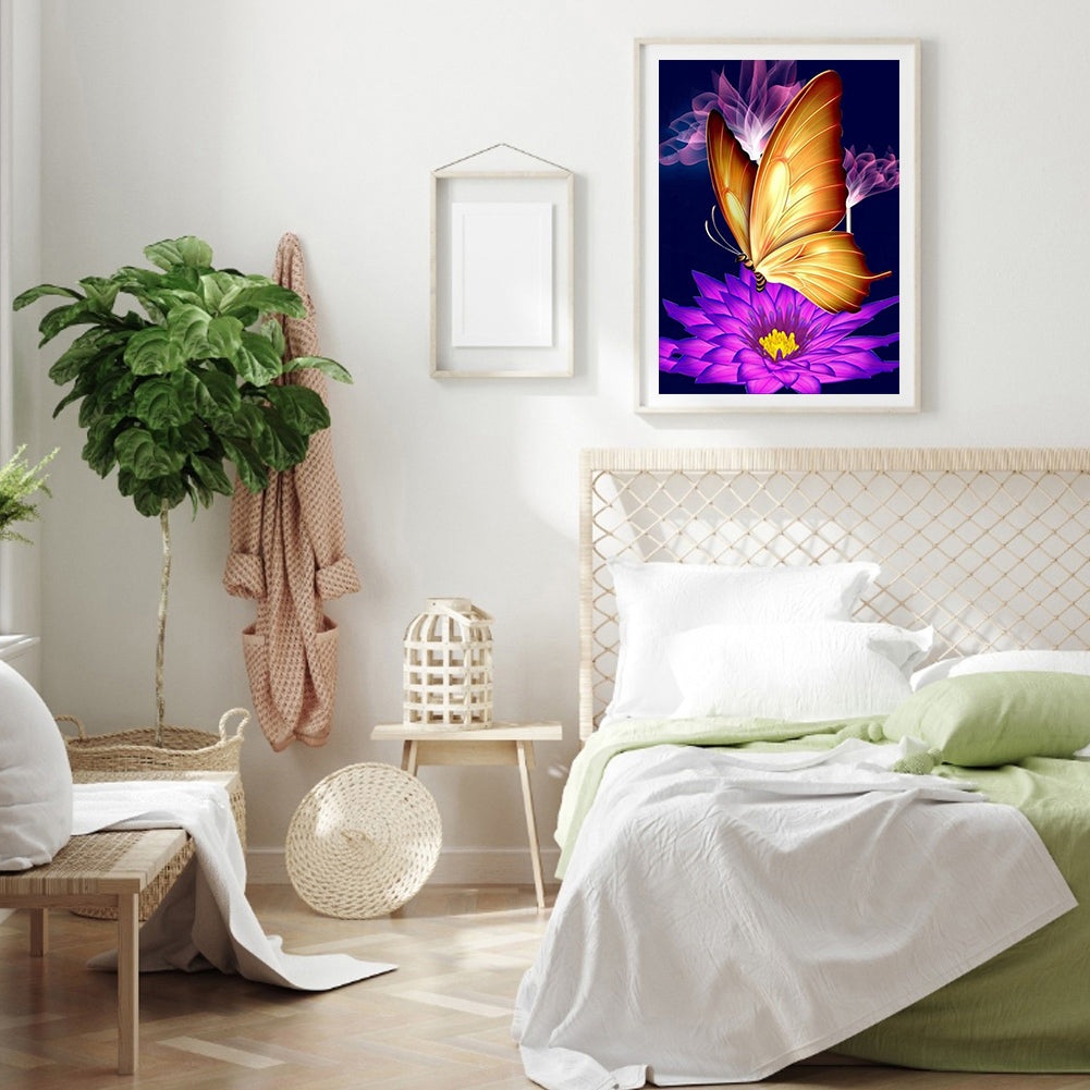 Orange Butterfly - Full Round Drill Diamond Painting 50*60CM