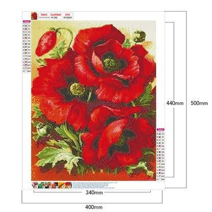 Red Flowers - Full Round Drill Diamond Painting 40*50CM