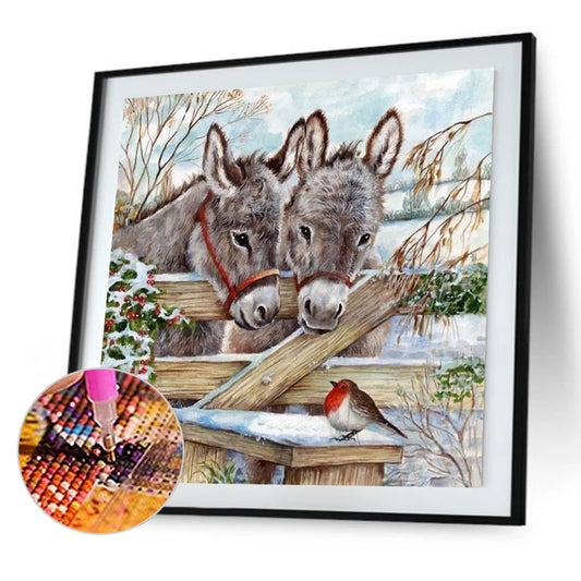 Snowland Donkey - Full Round Drill Diamond Painting 30*30CM