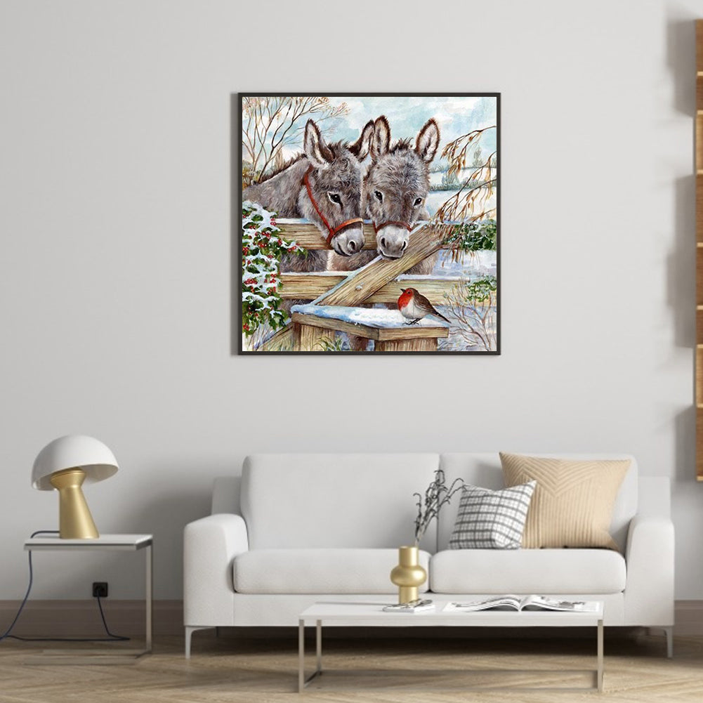 Snowland Donkey - Full Round Drill Diamond Painting 30*30CM