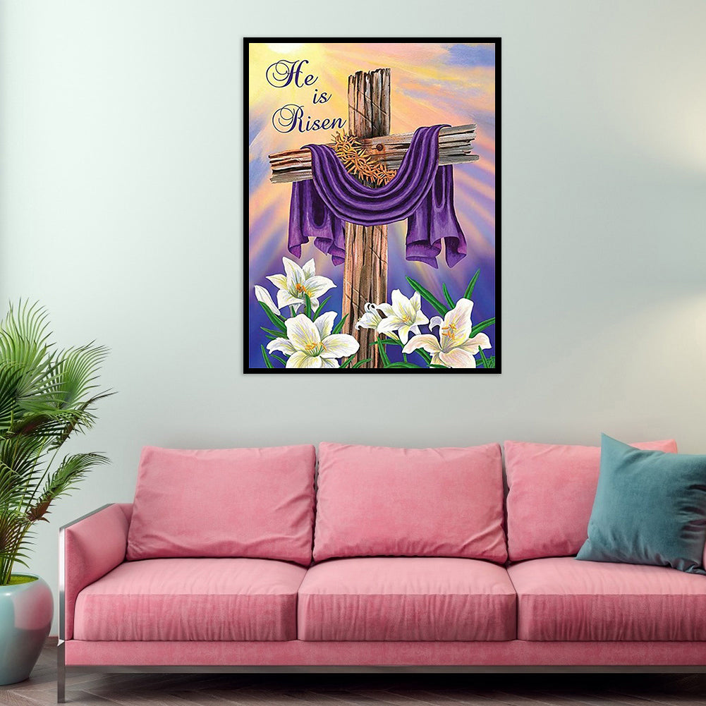 Cross Flowers - Full Round Drill Diamond Painting 40*50CM