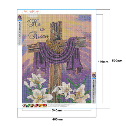Cross Flowers - Full Round Drill Diamond Painting 40*50CM