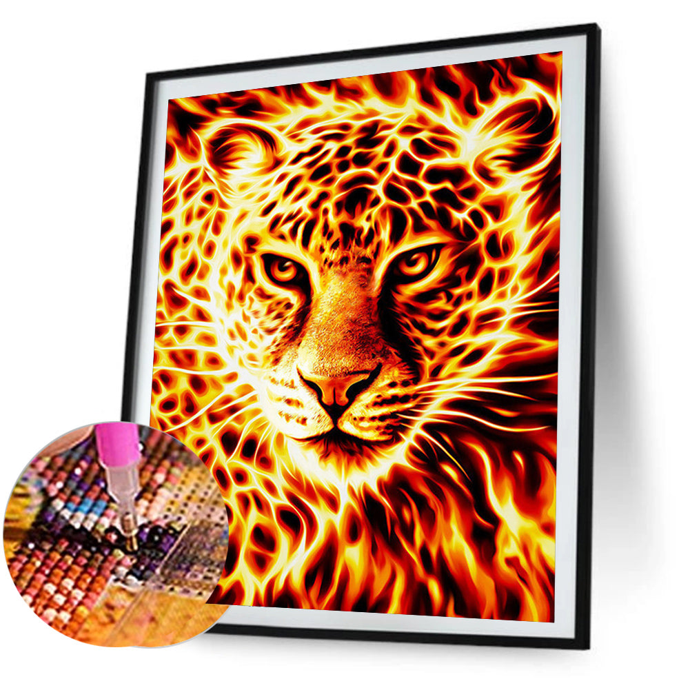 Flame Leopard - Full Round Drill Diamond Painting 50*60CM