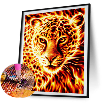 Flame Leopard - Full Round Drill Diamond Painting 50*60CM