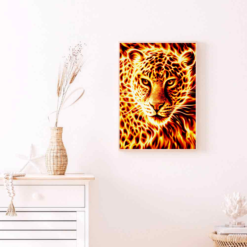 Flame Leopard - Full Round Drill Diamond Painting 50*60CM