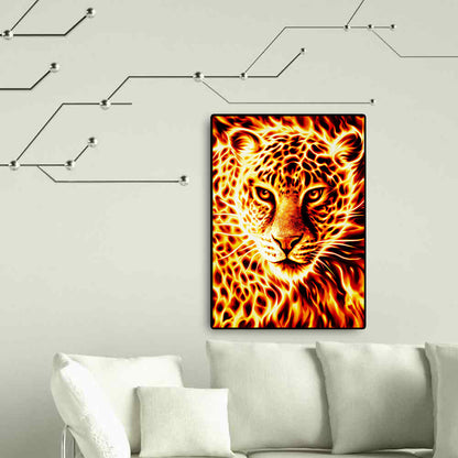 Flame Leopard - Full Round Drill Diamond Painting 50*60CM