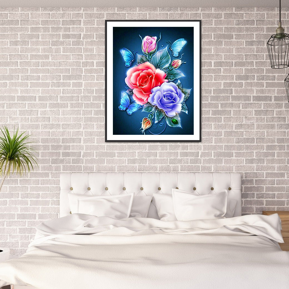Butterfly Flower - Full Round Drill Diamond Painting 30*40CM