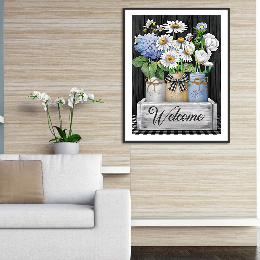 Welcome Vase - Full Round Drill Diamond Painting 30*40CM
