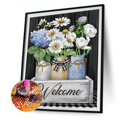 Welcome Vase - Full Round Drill Diamond Painting 30*40CM