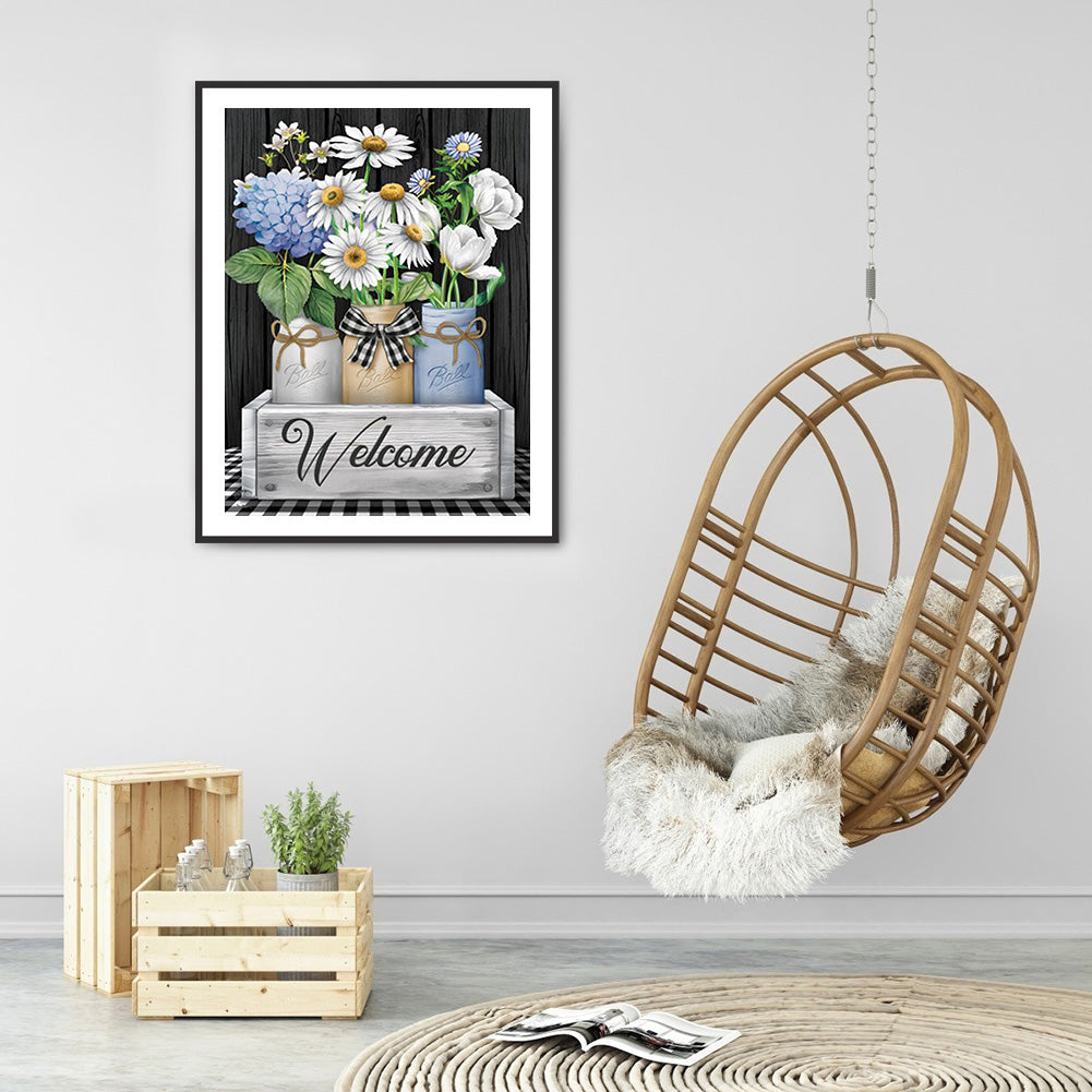 Welcome Vase - Full Round Drill Diamond Painting 30*40CM