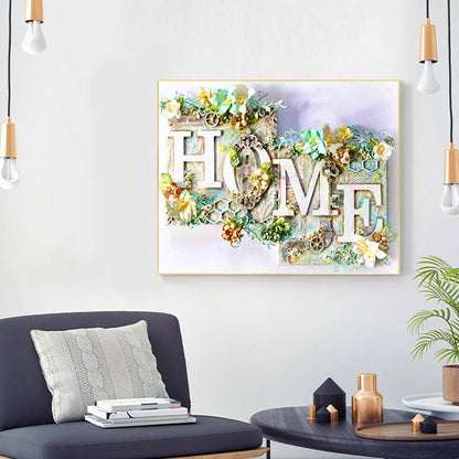 Flower Letter - Full Round Drill Diamond Painting 60*50CM