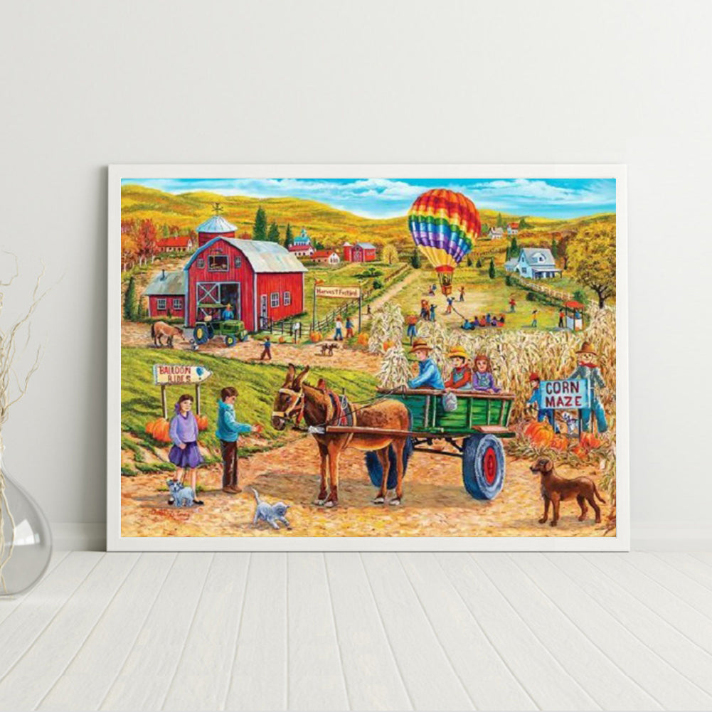 Village House - Full Round Drill Diamond Painting 50*40CM