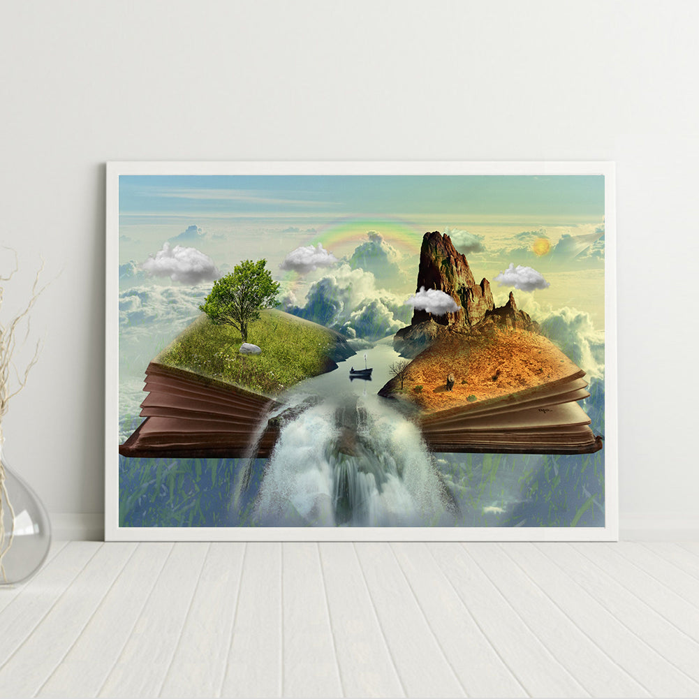 Waterfall Landscape - Full Round Drill Diamond Painting 50*40CM