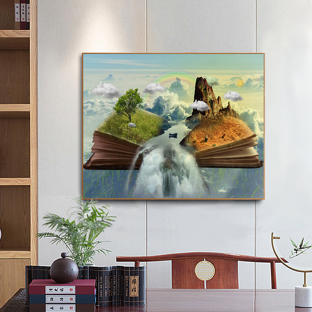 Waterfall Landscape - Full Round Drill Diamond Painting 50*40CM