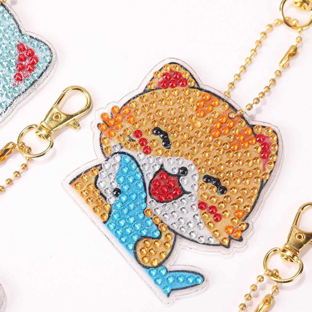 5pcs/set DIY Easter Egg Diamond Painting Keychain Crystal Drill Keyring