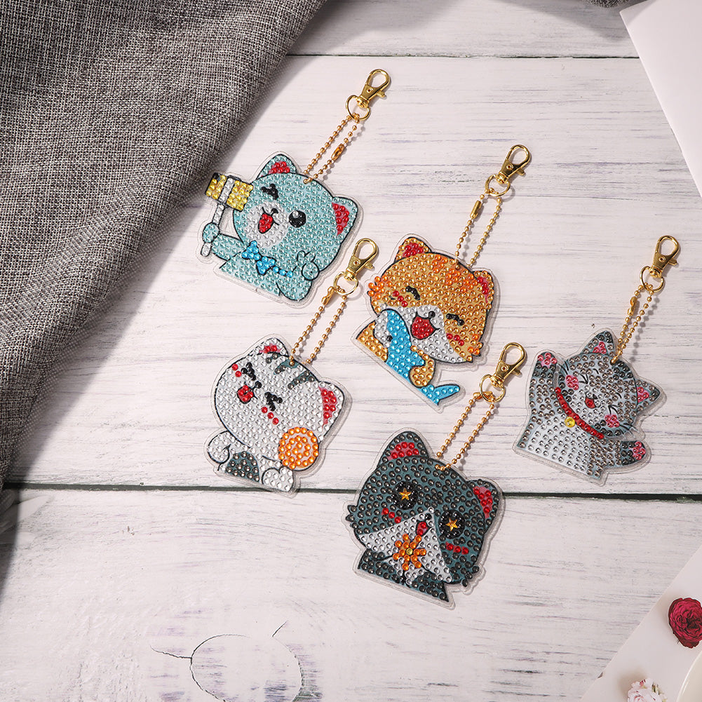 5pcs/set DIY Easter Egg Diamond Painting Keychain Crystal Drill Keyring