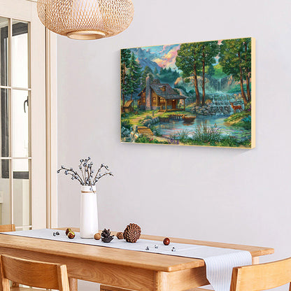 Riverside House - Full Round Drill Diamond Painting 40*30CM