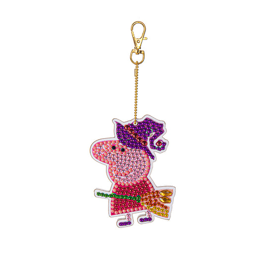 Cartoon Diamond Painting Keychain DIY Pat Luminous Key Ring Lighted Pendant