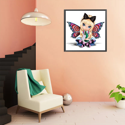 Butterfly Girl - Full Round Drill Diamond Painting 30*30CM