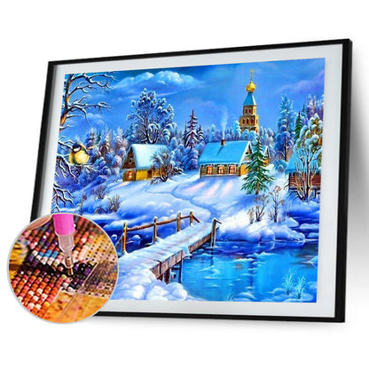 Snow Scene - Full Round Drill Diamond Painting 40*30CM