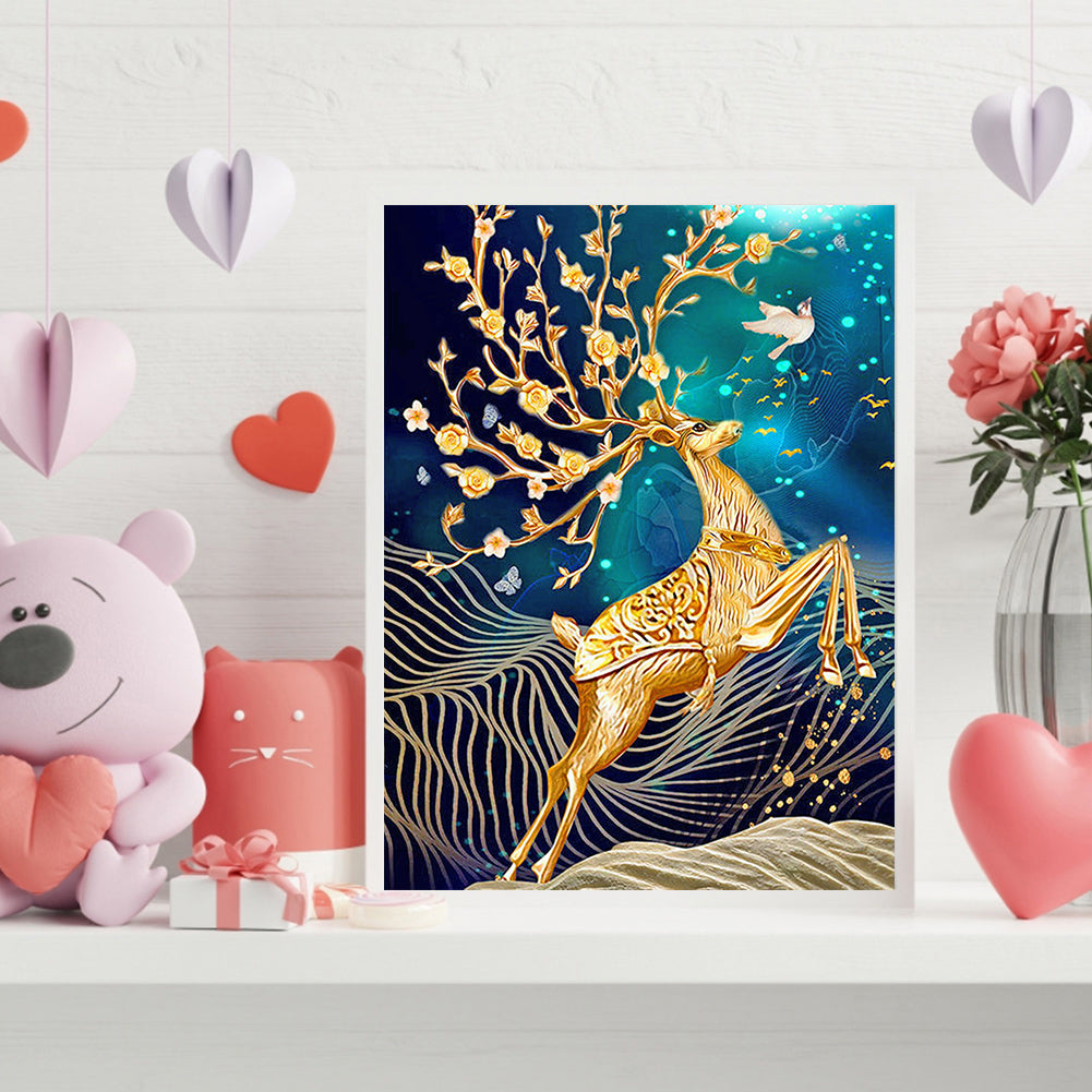 Golden Deer - Full Round Drill Diamond Painting 30*40CM