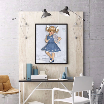 Big Eyes Girl - Full Round Drill Diamond Painting 30*40CM