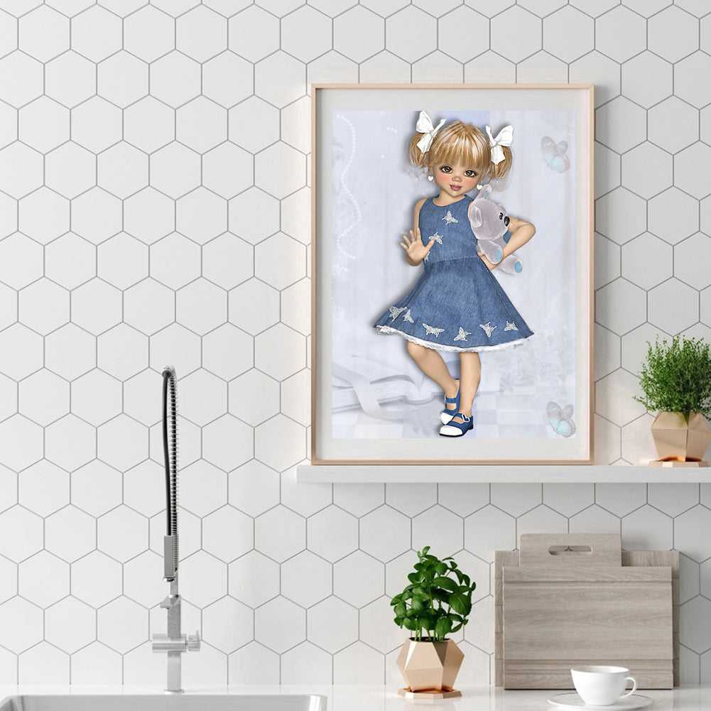 Big Eyes Girl - Full Round Drill Diamond Painting 30*40CM