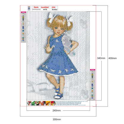 Big Eyes Girl - Full Round Drill Diamond Painting 30*40CM