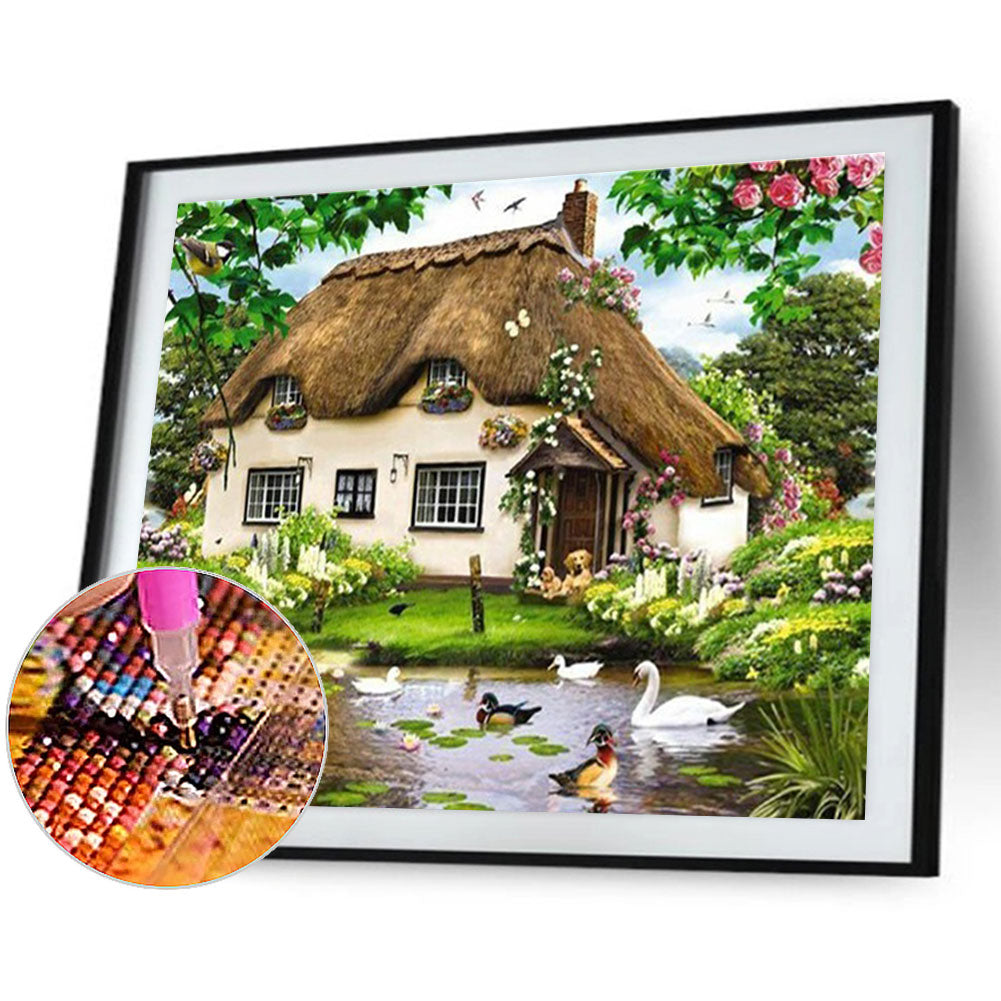 Thatched House - Full Round Drill Diamond Painting 40*30CM