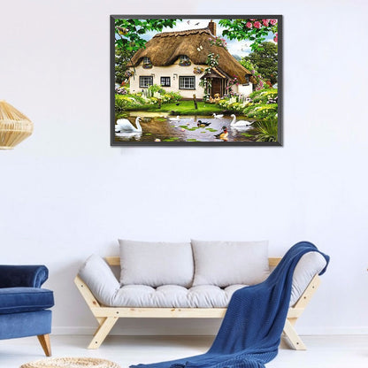 Thatched House - Full Round Drill Diamond Painting 40*30CM