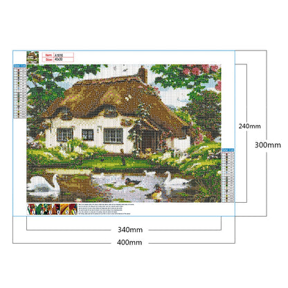 Thatched House - Full Round Drill Diamond Painting 40*30CM