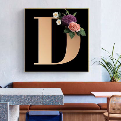 Flower Letter D - Full Round Drill Diamond Painting 40*40CM
