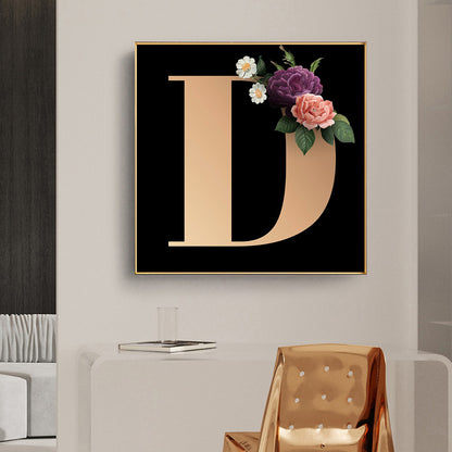 Flower Letter D - Full Round Drill Diamond Painting 40*40CM