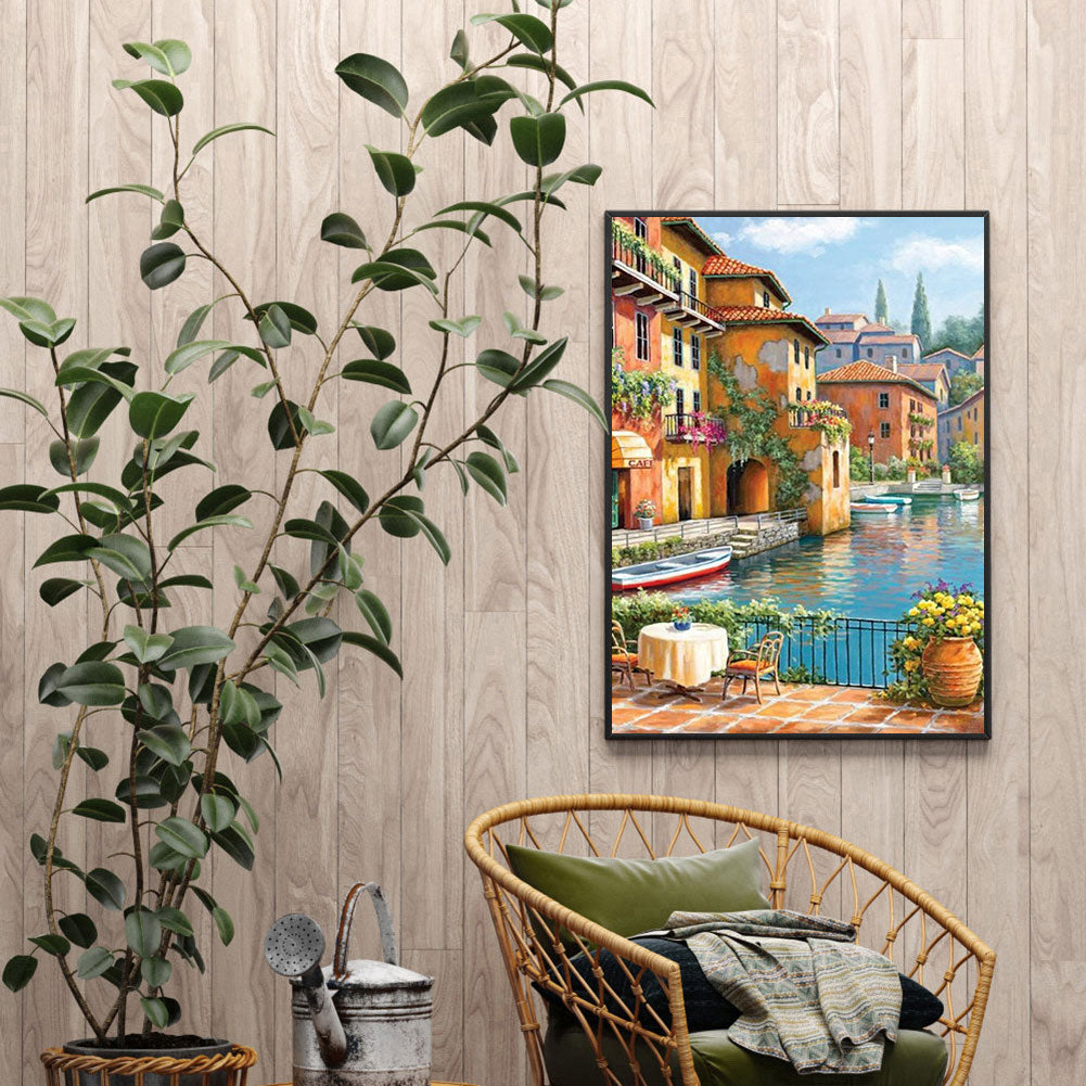 Small Town Scenery - Full Round Drill Diamond Painting 30*40CM
